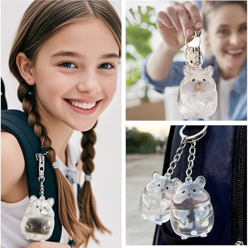 Roioiow 2Pieces Hamster Hair Collectible Keychain with Tweezers - Pet Memorial Gifts Fur Keepsake - Transparent Pendant fo...