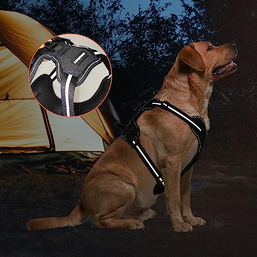 Amazon Basics No-Pull Dog Harness, Adjustable Soft Padded Vest with Reflective Stripes, Large, Black