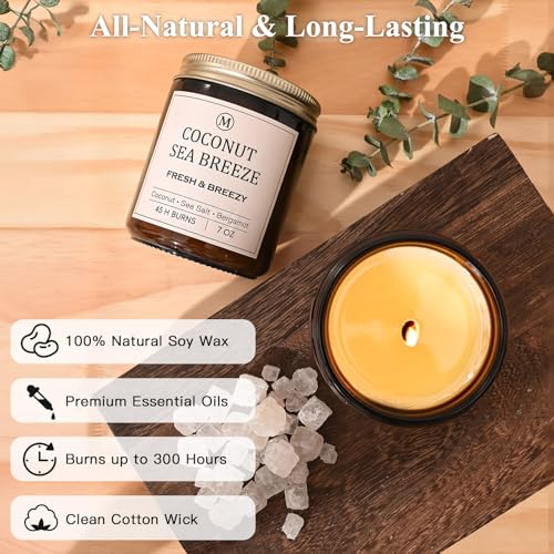 6-Pack Scented Soy Candle Set – Lavender Vanilla, Eucalyptus, Sandalwood, Jasmine & White Tea, Coconut, Sage | Natural Lon...
