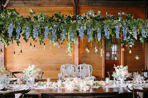 Fqueelvys Wisteria Artificial Flowers Garland 2PCS 5.91FT/Peice Fake Wisteria Vines Dusty Blue Faux Wisteria Rattan Silk H...