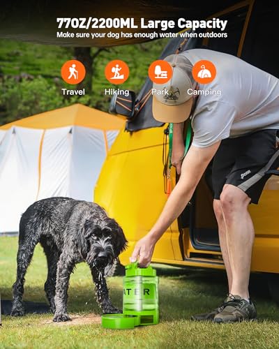 Portable Dog Water Bottle Bowl - 77 oz Travel Water Bowl Dispenser for Dogs Leak Proof, Suitable for Large Pet Drinking, A...