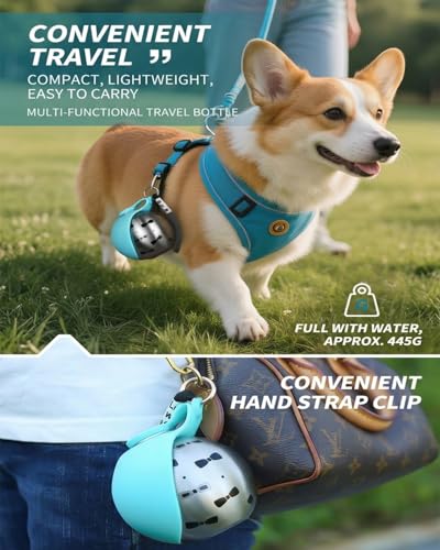 Dog Water Bottle with Bowl 2-in-1 Portable Leak Proof 10 OZ Puppy Travel Drink Dispenser for Large Medium Small Breeds Sta...