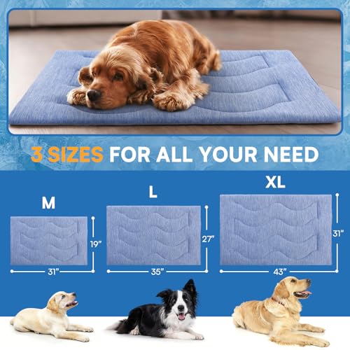 Queenmore Large Dog Cooling Mat for Dog, Portable Flat Pet Bed for Dogs and Cats, Non-Slip Summer Pet Sleeping Mat, Machin...