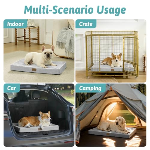 COZY KISS Cooling Dog Bed for Crate, Waterproof Dog Crate Mat with Removable Washable Cover, Orthopedic Egg Crate Foam Sup...