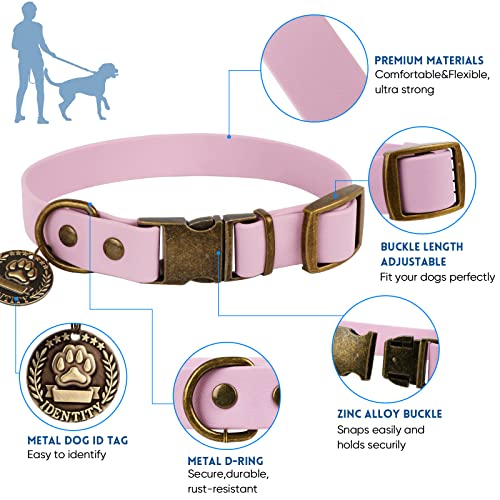 Wisedog Waterproof Dog Collar and Leash Set, Adjustable Puppy Collar with Cute Tag 5FT Dog Leash with Poop Bag for Small M...