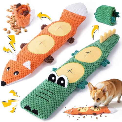 XIUGOAL Dog Toys for Aggressive Chewers, 2 Pack No Stuffing Interactive Dog Toys for Boredom and Teething, Squeaky Chew To...