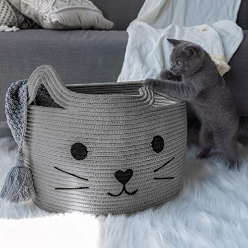 HiChen Large Woven Cotton Rope Storage Basket, Baby Laundry Basket Organizer for Towels, Blanket, Toys, Clothes, Gifts | P...