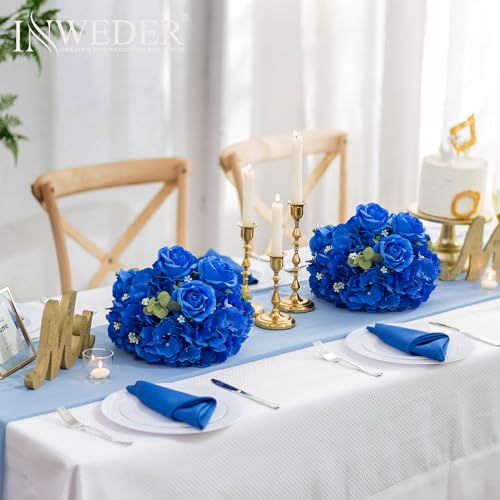 Inweder Blue Flowers Balls for Centerpieces: 10 PCS 11.8" Diam Flower Centerpieces for Tables in Wedding Reception Decorat...