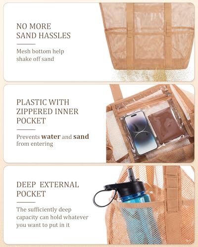 Shinylin 2 Pcs Beach Bags for Women, Straw Clutch Purse & Summer Large Mesh Beach Tote Bag, Woven Envelope Straw Travel Bag