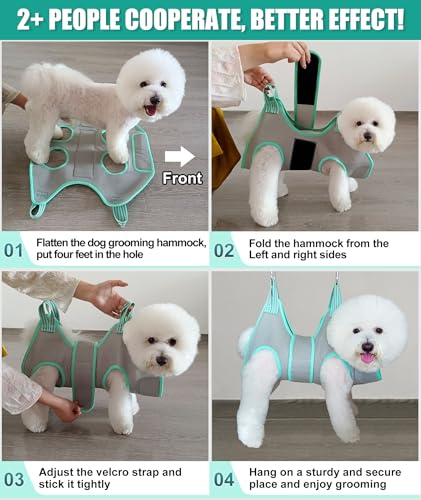Kkiimatt Dog Grooming Hammock Harness, Small Dog Groming Sling, Gray Dog Hanging Harness for Nail Trimming,Dog Nail Clippi...