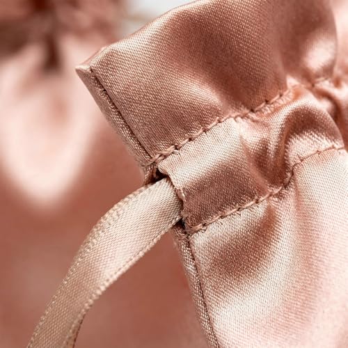 Knitial 50 Pack 5" x 8" Rose Gold Satin Gift Bags with Drawstring, Jewelry Pouches, Wedding Favor Bags for Baby Shower Bir...