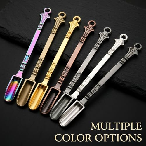 Mini Spoon Set, 6PCS Mini Shovel Spoons with Storage Pouch, Metal Small Spoons for Spices Salt Coffee Medicine, MultiColor...