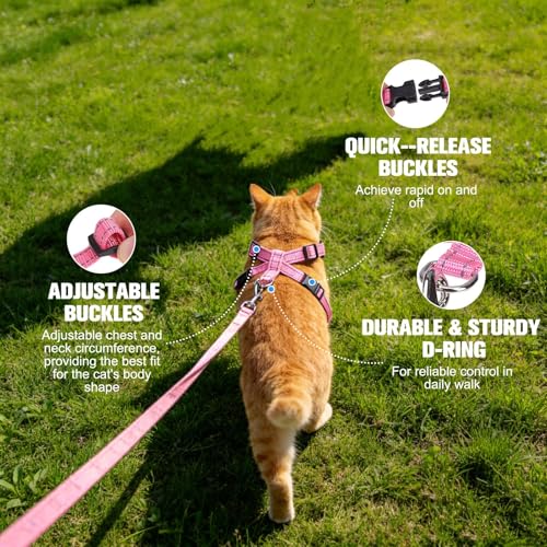 EXPAWLORER Escape Proof Cat Harness and Leash Set - Soft Breathable Vest Harness with Adjustable for Kitten Puppy Outdoor ...