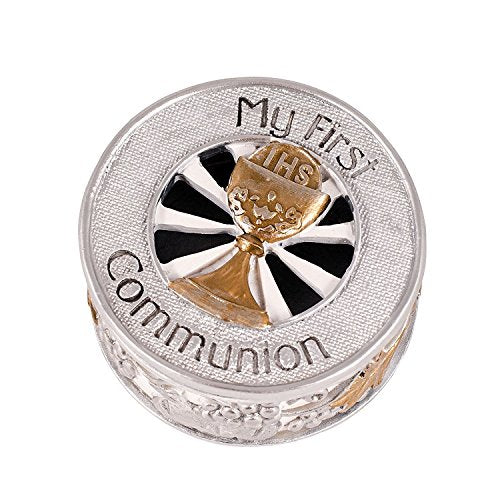 Joseph's Studio by Roman, Communion Collection, 1.5"H SILVER/GOLD KEEPSAKE BOX, Home Décor, Devout Gift, Prayerful Inspira...