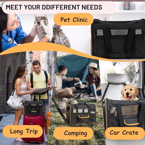 FERRAFAY Pet Carrier for Small Pet, Cat Dog Carrier for Car Soft Sided Dog Rolling Crate Cat Travel Bag