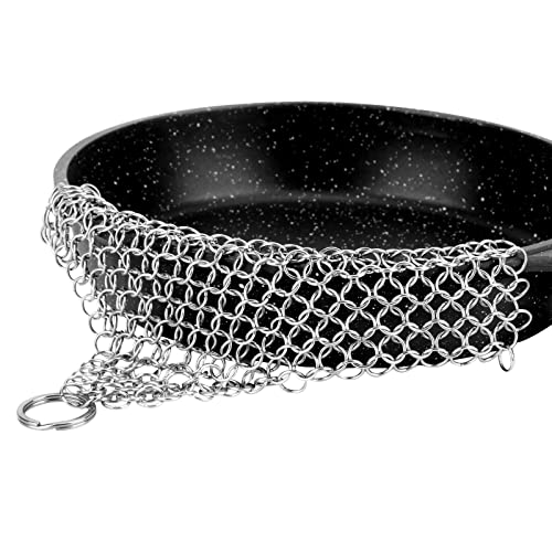 Cast Iron Cleaner 6"x6.3" 316L Stainless Steel Chainmail Scrubber for Griddle Skillet Dutch Oven Wok Stainless Steel Pot C...