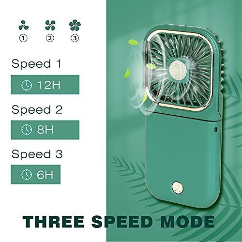 Portable Mini Fan - 5 in 1 with Phone Holder, Desk Fan, USB Rechargeable, 3000 mAh Power Bank, 3 Speed Adjustable, Neck La...