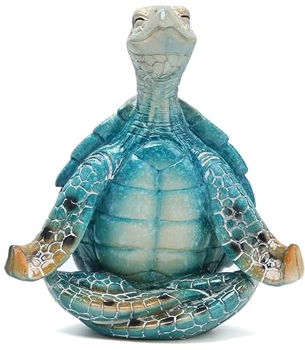 VVGIFTS Sea Turtle Meditation Yoga Decor, Garden Figurine Sea Turtle Meditating Coastal Beach Decorations, Zen Yoga Resin ...