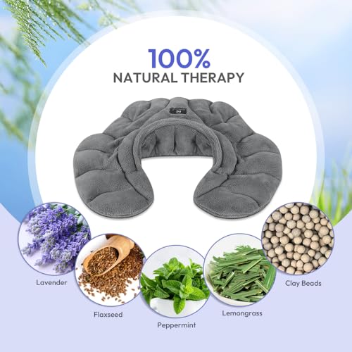 Microwavable Heat Pad for Neck and Shoulders, Weighted Microwave Moist Heating Wrap for Pain Relief Sore Muscle Stress Ten...