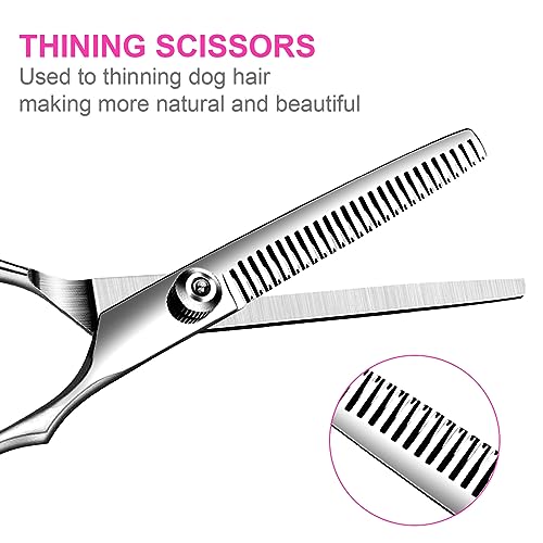 TINMARDA 5 in1 Dog Grooming Scissors Kit, Professional Dog Scissors for Grooming with Safety Round Tips, Titanium Coated G...