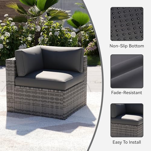 Aoxun 14pcs Patio Cushion Covers Replacement, Waterproof Outdoor Furniture Cushion Covers with Zipper and Non-Slip Bottom,...