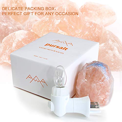 pursalt Himalayan Salt Lamp Night Light Plug in, Certificated 360 Degree Rotatable Wall Plug with Extra 2 Replacement Bulb...