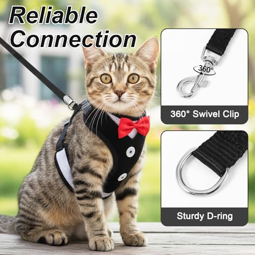 YBEATY Cat Harness Leash Set for Walking Soft Adjustable Cats Vest Harnesses Escape Proof Comfortable Breathable Mesh Kitt...