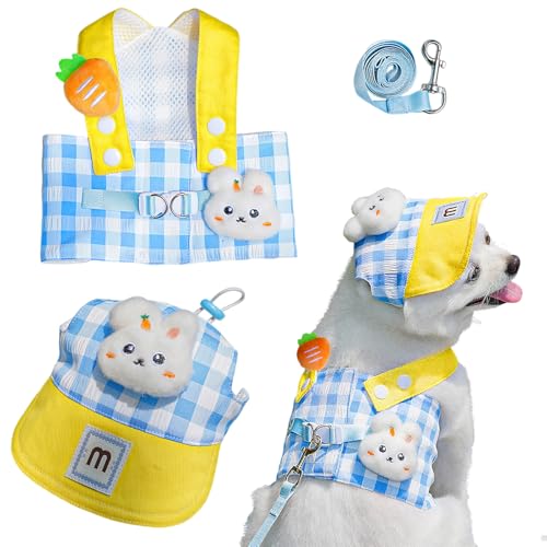 HELAIMAY Dog Harness and Leash Set with Hat,No Pull Soft Mesh Pet Harness for Small Dog and Cat,Adjustable Step in Puppy V...