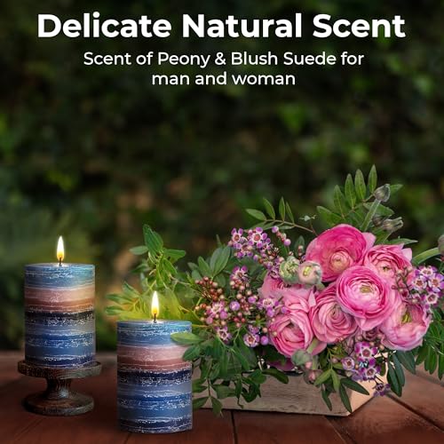 CraftyCrocodile Decorative Scented Pillar Candle - Handcrafted Navy Blue Candles with Cotton Wick, Smokeless for Spa, Arom...
