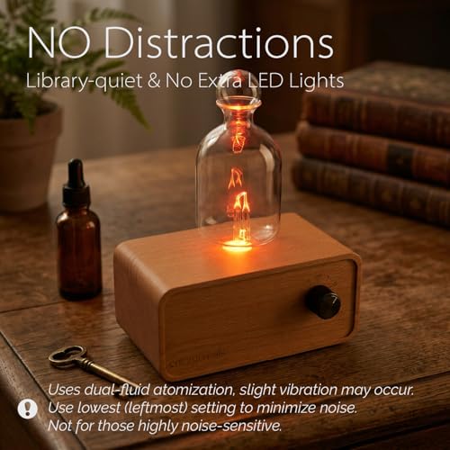 Aria Waterless Diffuser for Essential Oils, Retro Glass Nebulizing Diffuser with Solid Wood Base, Cordless Aromatherapy Di...