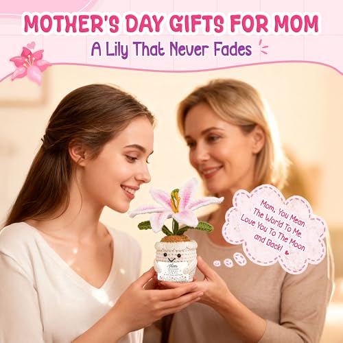 OASSIE Gifts for Mom - Emotional Support Crochet Lily Flower - Proud of You Motivational Positive Mothers Day Birthday Gif...
