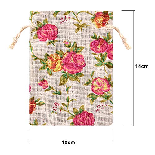 Pangda 30 Pcs 3.9 x 5.3 Inch Rose Drawstring Gift Bags Mother's Day Floral Jewelry Bags Packing Storage Floral Linen Sacks...