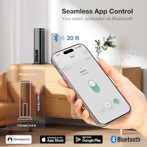 Airversa Waterless Diffuser, Smart Tower Diffuser with App Control, Cold Air Scent Diffuser Oil Machine for Homes Offices ...
