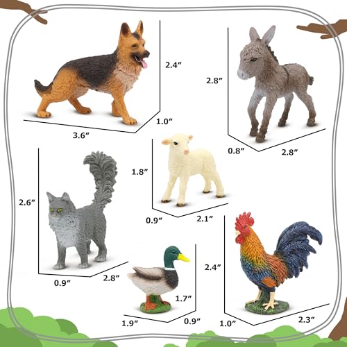 Beetots Farm Animals Toy Set, 12 Realistic Small Animal Figurines with Pets, Livestock, Poultry for Kids Ages 3+, Educatio...