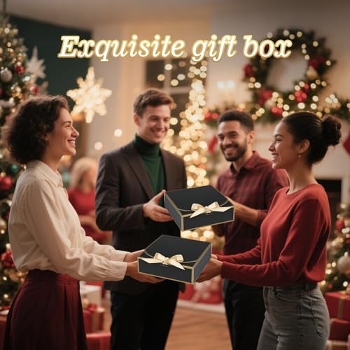 WLUSEAXI 10Pack Small Gift Boxes, 6.5''x6.5''x2'' Black Gift Boxes with Ribbon, Small Boxes for Gifts Birthday Wedding Par...