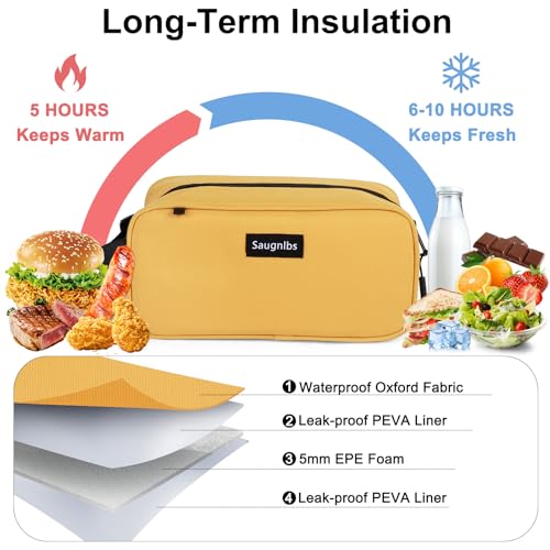 Saugnlbs Small Cooler Bag,Mini Cooler Bag with Ice Packs,Insulated Lunch Bag with Handle Buckle,Freezable Lunch Bag for Tr...