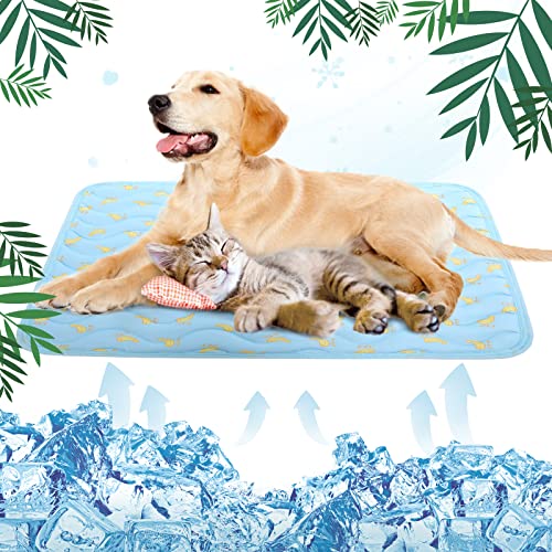 LETSQK Dog Cooling Mat, Summer Cooling Mat for Dogs, Self Cooling Pad for Small Medium Large Dogs Cats, Non-Toxic Breathab...