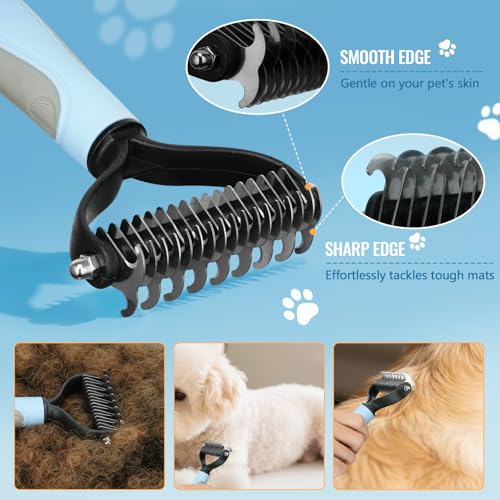 Pjordo 8 in-1 Dog Grooming Kit - Supplies for Short and Long Hair Dogs & Cats, Dog Brushes for Grooming, Dematting Comb fo...