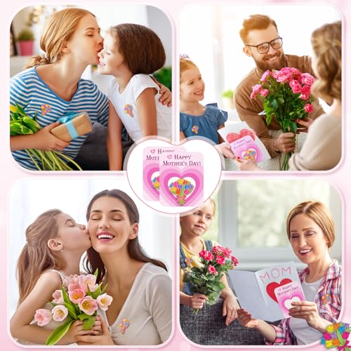 Humyoun 30 Sets Happy Mother's Day Gifts Flower Pins with Cards, Tulip Floral Bouquet Brooch Lapel Enamel Pins Bulk for Mo...