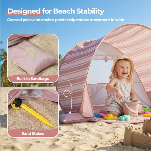 Apojungle Baby Beach Tent - Pop Up Beach Tent with UPF 50+ UV Protection, Portable Sun Shade, Outdoor Summer Baby Essentia...