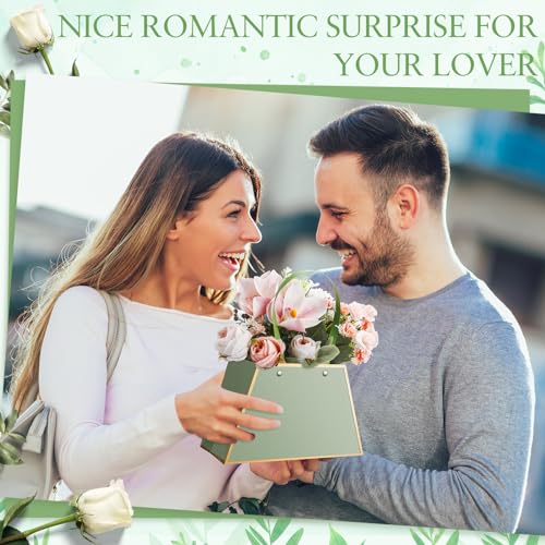 Noveread 24 Pcs Mother's Day Floral Gift Bags Bulk Portable Flower Bouquet Wrapping Paper Bag with Handle Waterproof Flori...
