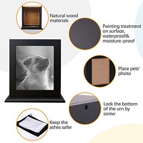 Pet Wood Memorial Urn for Ashes,Photo Frame Keepsake Box for Cats Dogs,Funerary Caskets Supplies Burly Wood Cremation Urns...