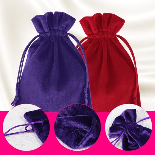 Tucnoeu 4pcs 7.08 X 5.11inch Velvet Gift Bags Soft Velvet Bags with Drawstrings,Dice Bag Small Drawstring Pouch for Tarot ...