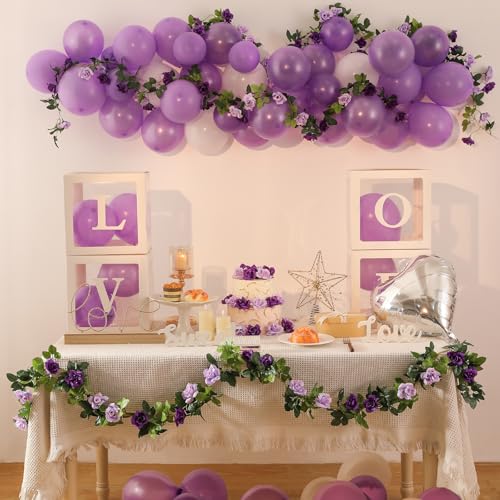 JUSTOYOU 2 Pack (15.8FT) Fake Rose Garland, Artificial Roses Vines Flower Garland Hanging Floral Vine Wedding Home Backdro...