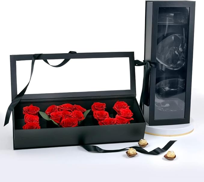 UNIKPACKAGING “I Love You” Flower Gift Letter Shaped Fillable Box, with Plastic Liner, Size 22″ x 8″ x 4″ inch, for Luxury...