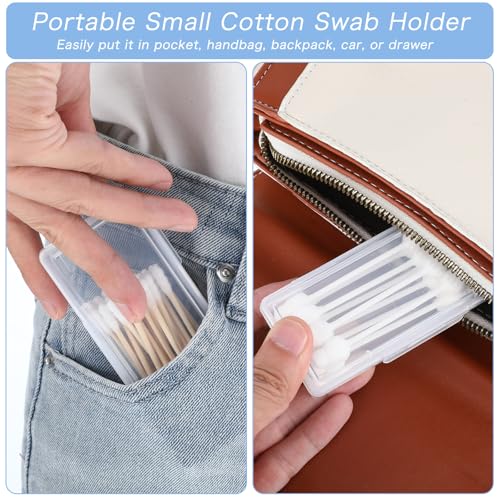 YBEATY 4 Pcs Cotton Swab Holder for Travel Portable Small Dental Floss Picks Case Clear Plastic Buds Storage Containers Bo...