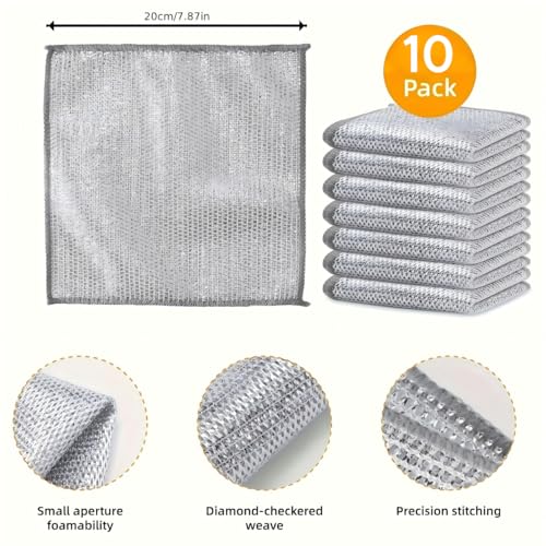 10pcs Miracle Cleaning Cloth - Ultra-Durable Mesh Ultrafine Fiber Set - Easy for Dry and Wet Cleaning - Very Suitable for ...