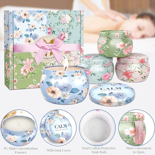 BlissfulOasis Scented Candles Set, 17.6 oz 4 Pack Home Scented Candles, 100-120 Hours Candle Set for Men and Women, Long L...