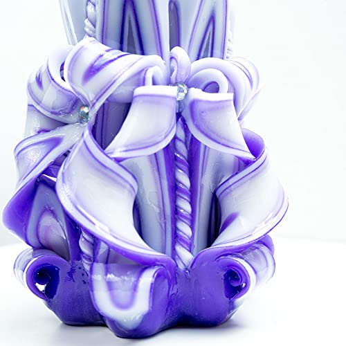 Carved Candle Artisan Handmade Decorative Dipped Candle 5 inch Purple Fall Thanksgiving New Year Christmas Holiday Seasona...