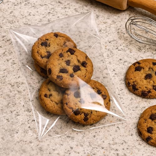 Morepack Self Sealing Cellophane Bags,6x9 Inches 200 Pcs Clear Cookie Bags Resealable Cellophane Bag for Packaging Cookie...